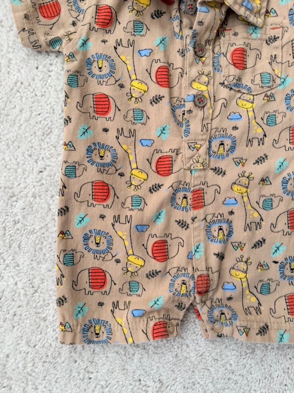 Tan Safari Print Baby One-Piece Bodysuit - Picture 2 of 9